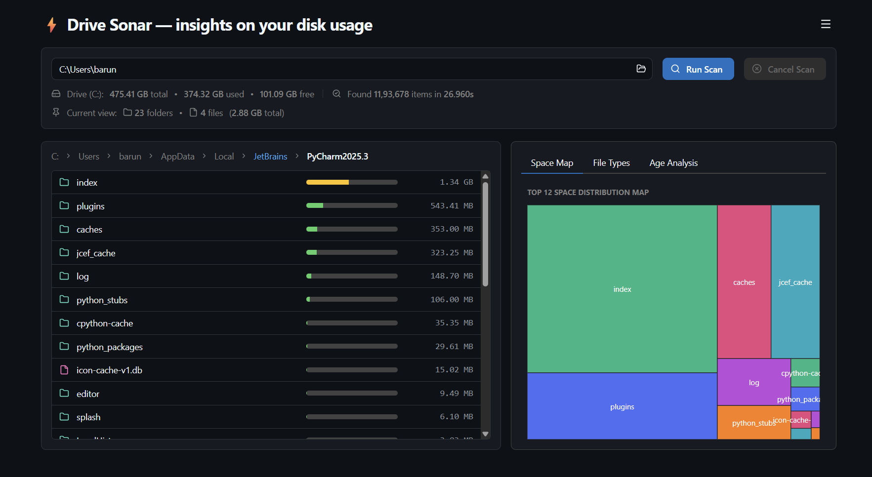 Drive Sonar application screenshot